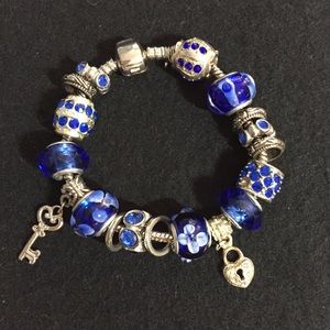 Add a Bead Charm Bracelet Blue Crystals